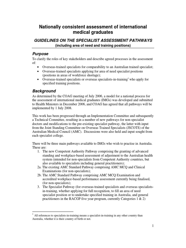 Guidelines for Assessing International Medical Graduates | PDF ...