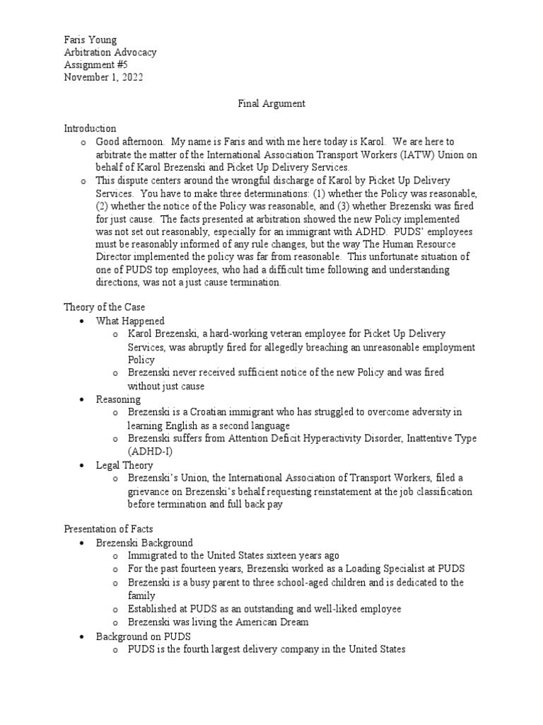 Final Argument | PDF | Employment | Justice