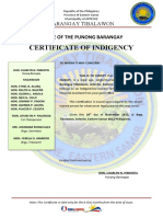 Certificate of Indigency