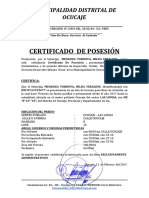 Certificado de Posesión: Municipalidad Distrital de Ocucaje