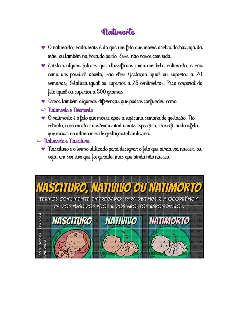 Entendendo o Natimorto e suas Diferenças | PDF