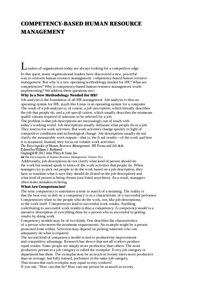 Competency-Based Human Resource | PDF | Human Resource Management ...