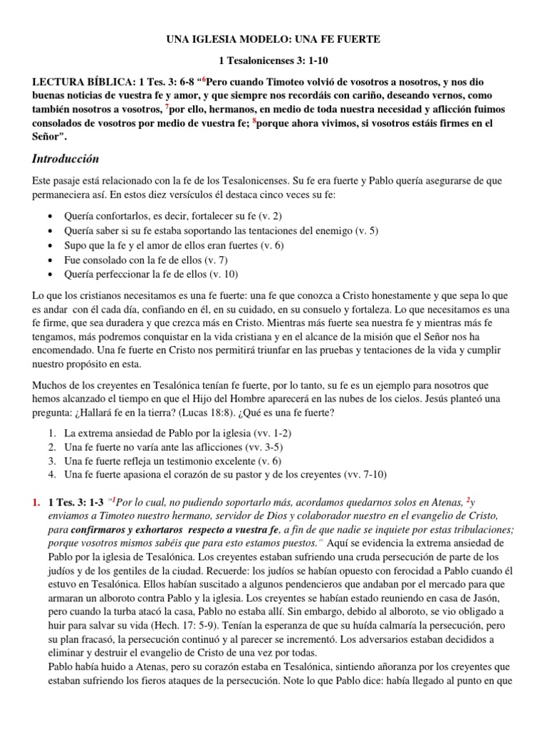 Iglesia Modelo: Fortaleciendo la Fe | PDF | Pablo el apóstol | Cristo ...