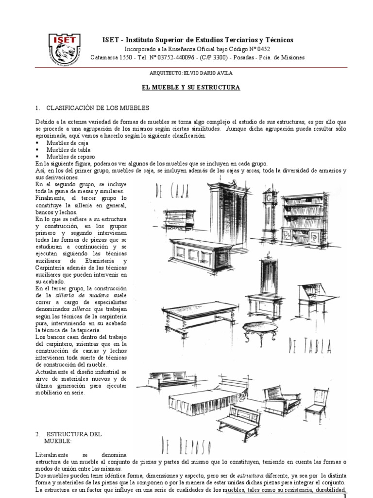 CLASIFICACIÓN Y ESTRUCTURA DE LOS MUEBLES | Mueble | Artes (general)