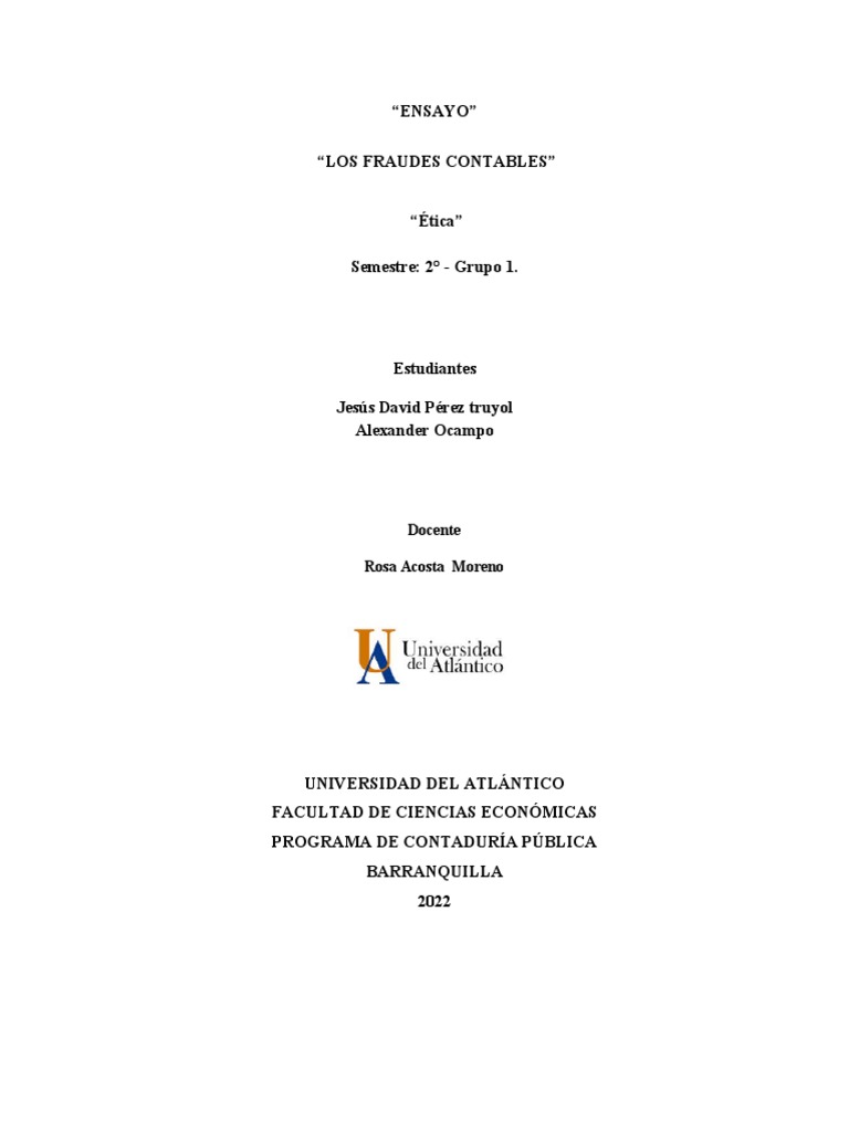 Ensayo Fraude Contable Pdf Contabilidad Business