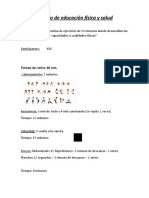 Trabajo Educación Física y Salud Ejemplo de Rutina de Ejercicios 60 Minutos