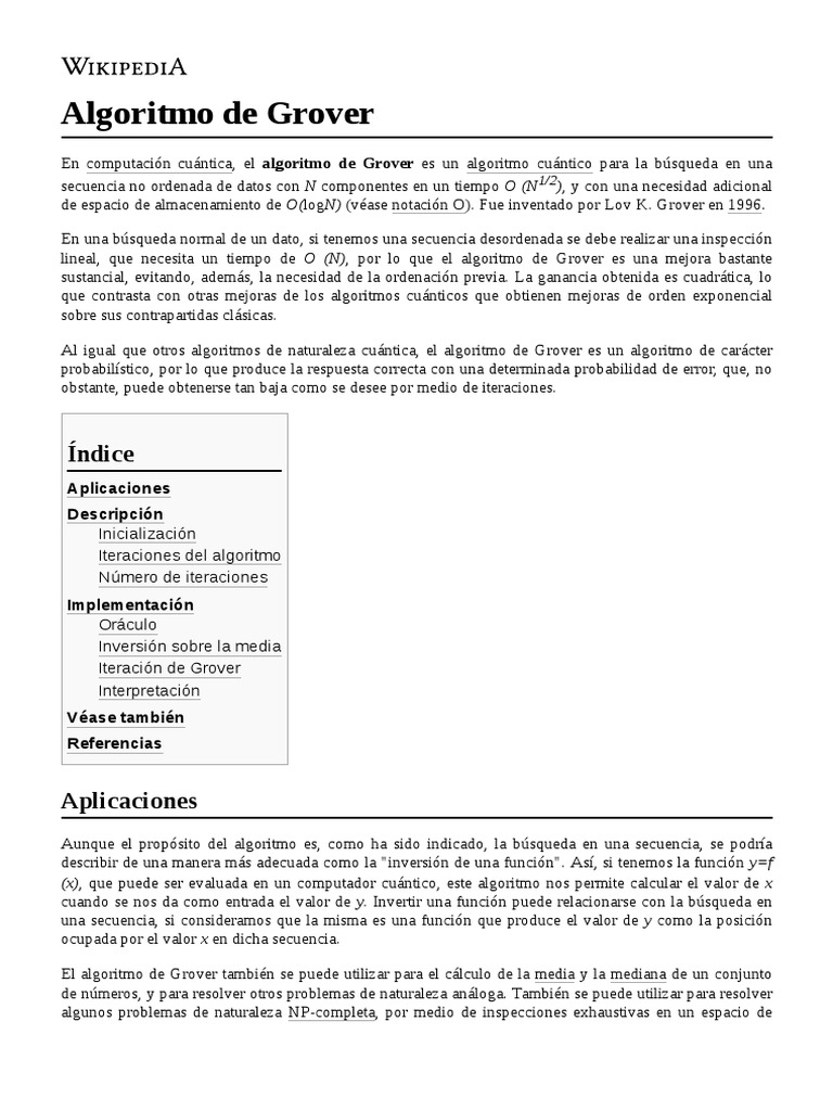 Algoritmo de Grover | PDF | Matemáticas Aplicadas | Matemáticas