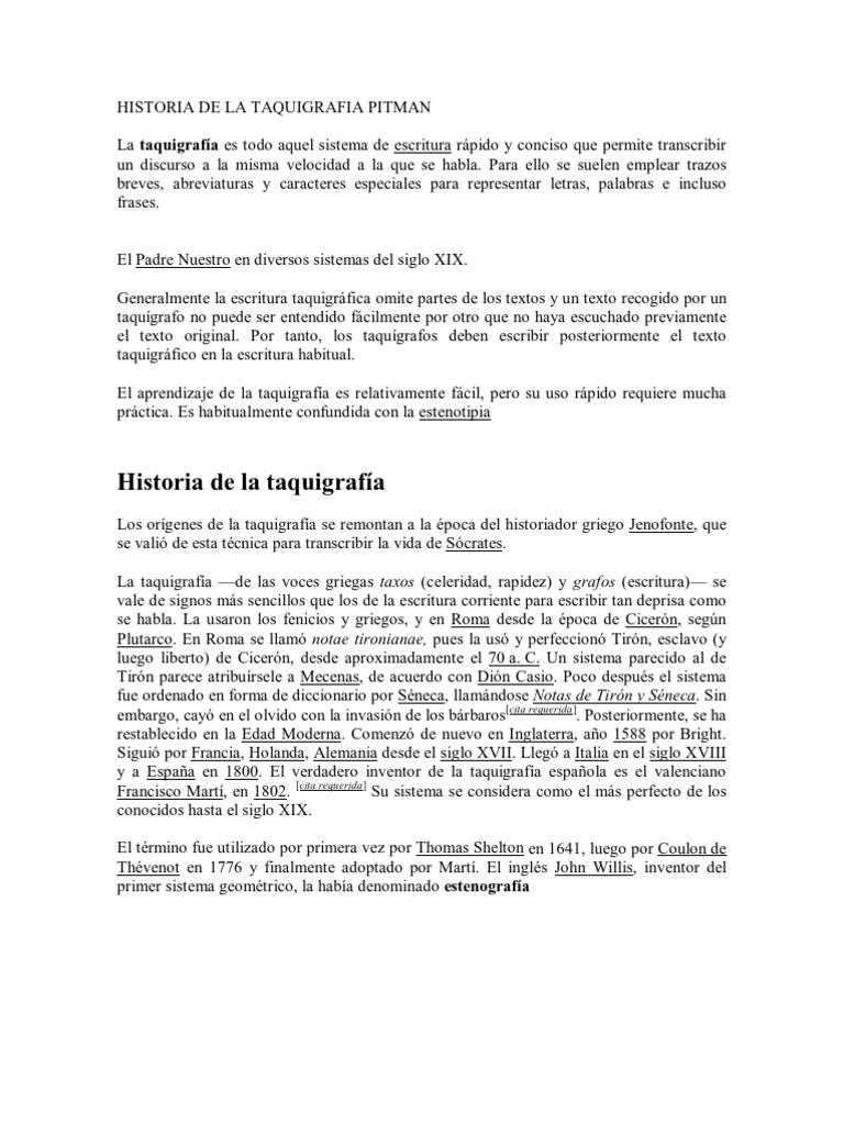 Historia de La Taquigrafia Pitman