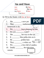 Has and Have worksheets for grade 1-2