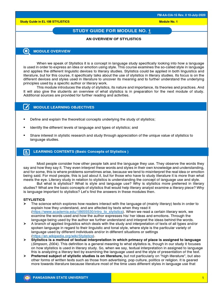 Study Guide No. 1 | PDF