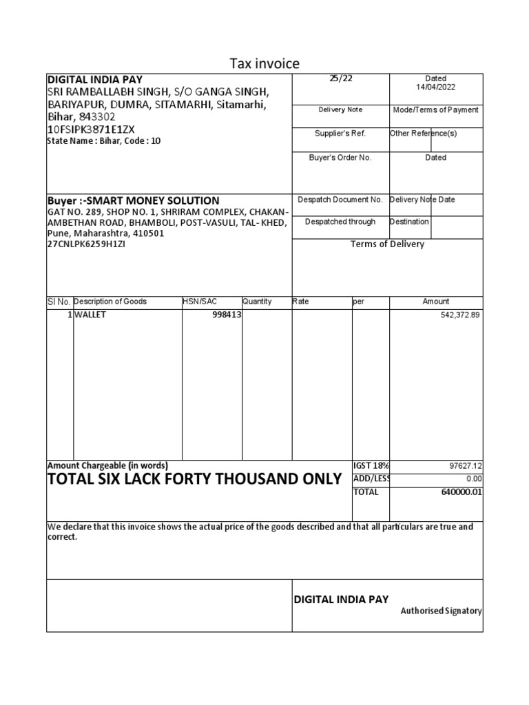 Tax Invoices Summary for 2022 | PDF