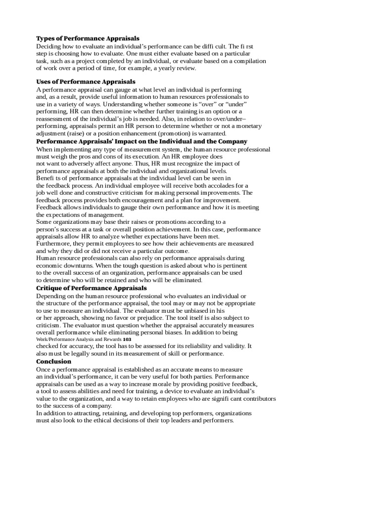 What Are The Different Types Of Performance Appraisals