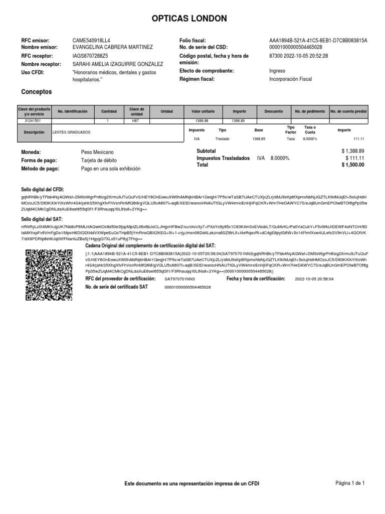 Ejemplo factura para de duccion de lentes pdf pagos economias