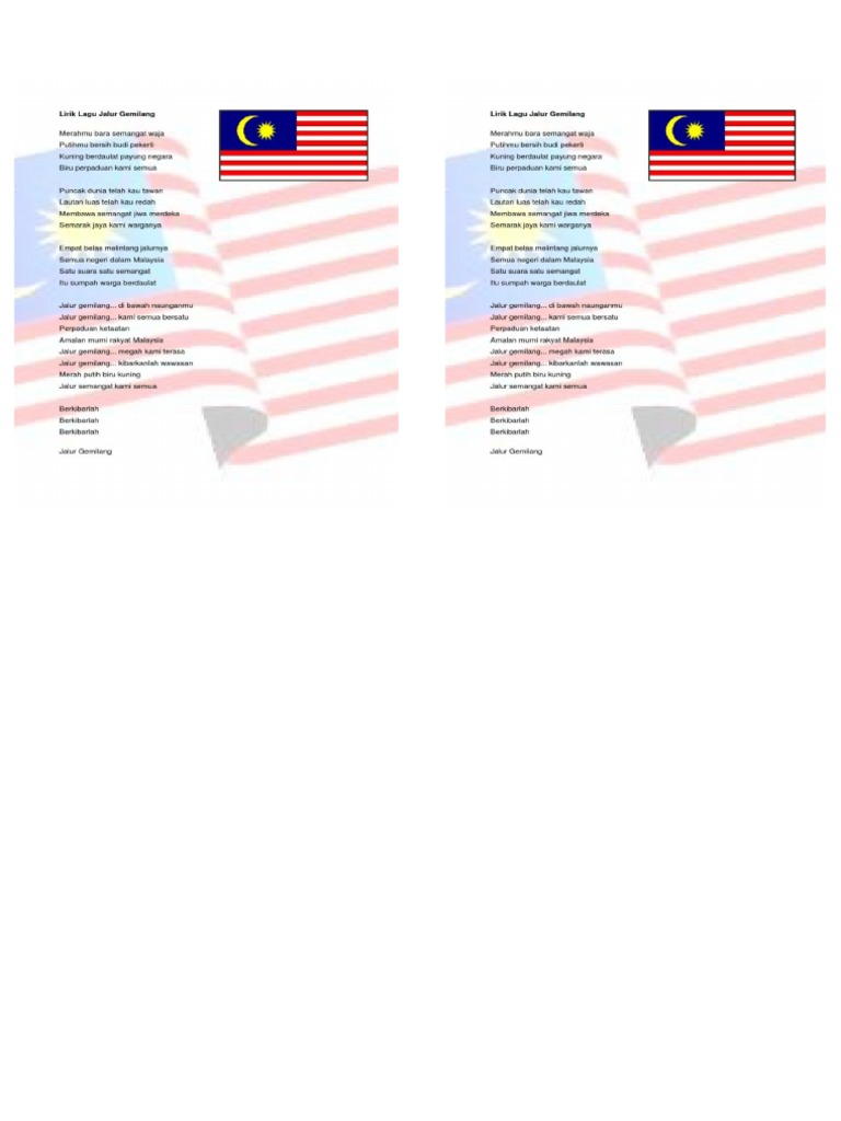 Lirik Lagu Jalur Gemilang | PDF