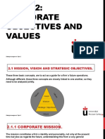 CORPORATE OBJECTIVES AND VALUES