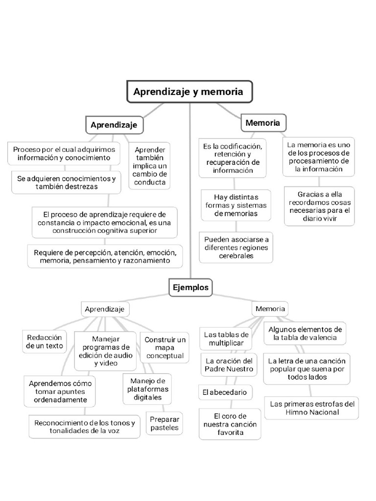 Mapa Conceptual Memoria y Aprendizaje | PDF