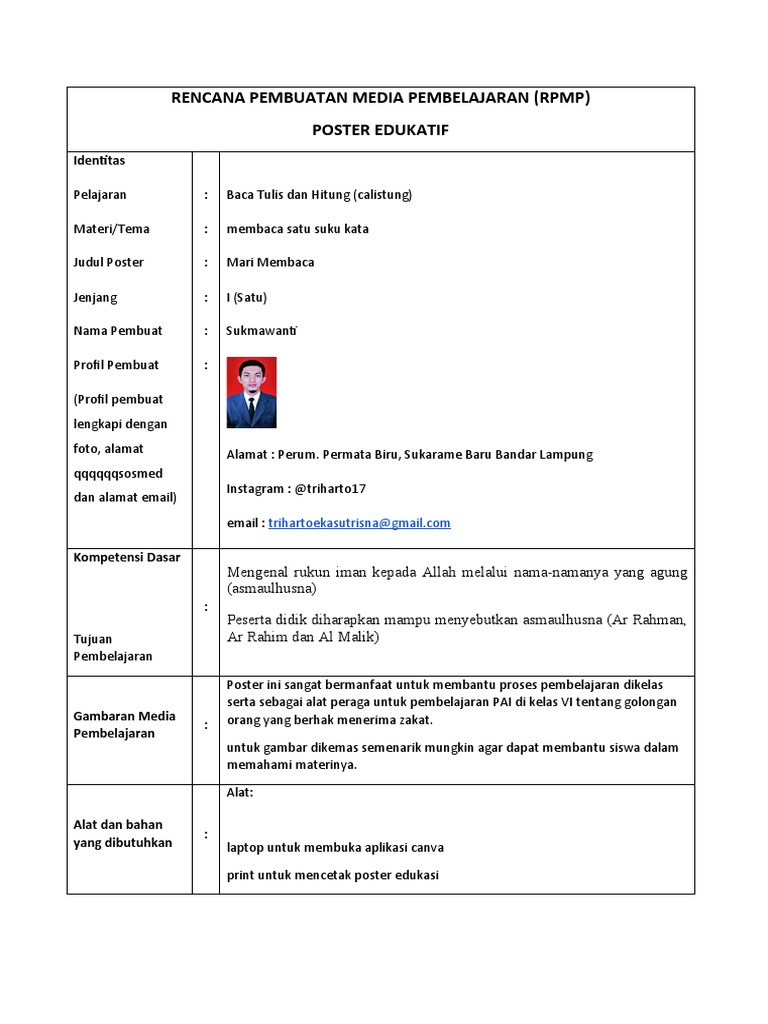 Form RPMP - Poster Edukatif | PDF