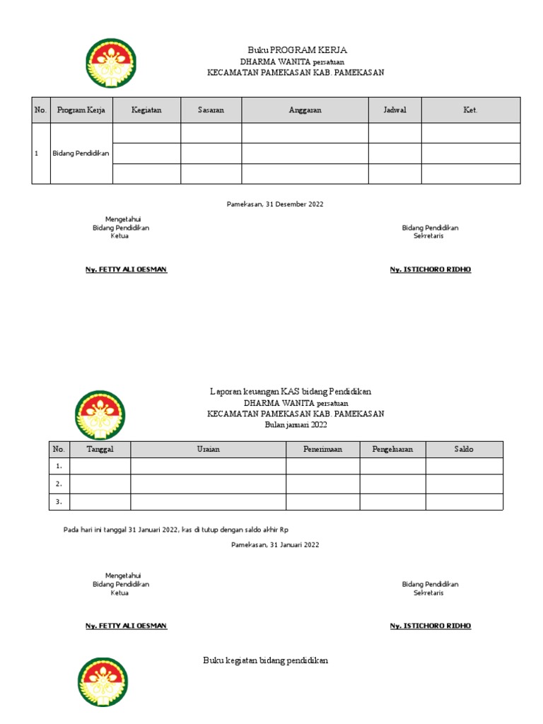 Program Kerja DWP Bidang Pendidikan | PDF