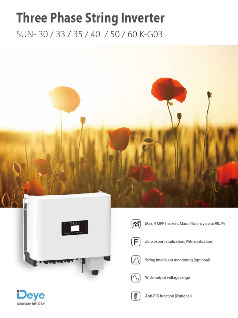 Deye 50kW On-Grid Inverter Datasheet | PDF | Computer Engineering ...