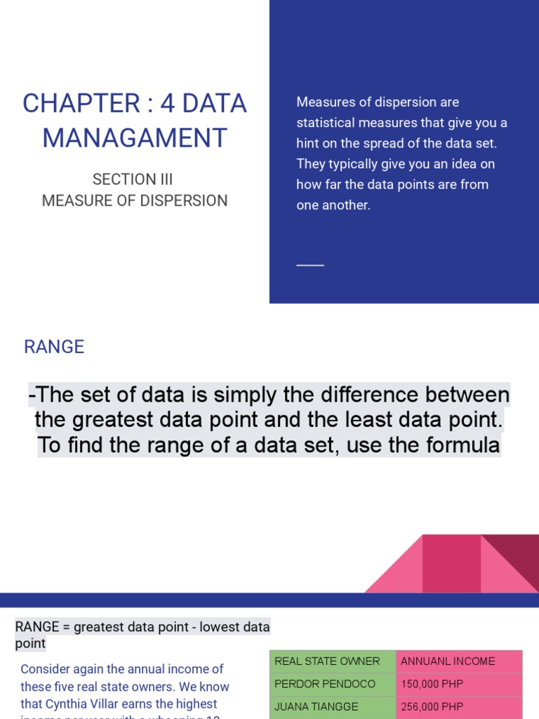 Chapter - 4 Data Managament | PDF | Standard Deviation | Variance
