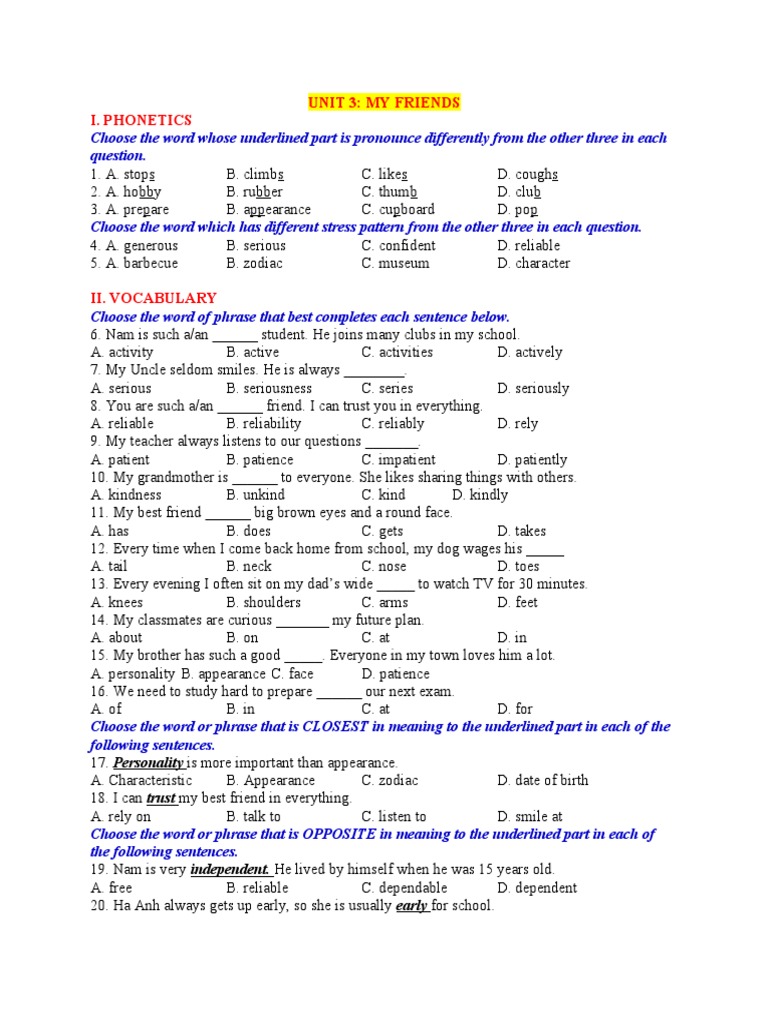 Phonetics, Vocabulary, Grammar Practice | PDF | Language Arts & Discipline