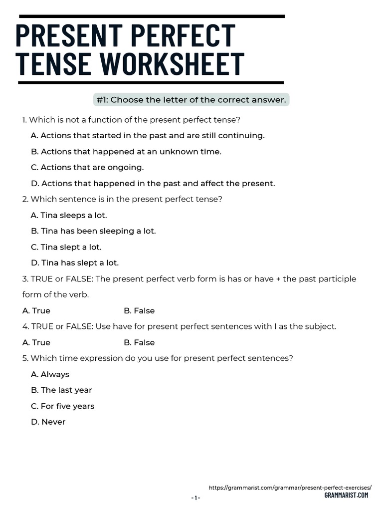 PRESENT PERFECT TENSE EXERCISES PDF FOR BEGINNERS visual data 7