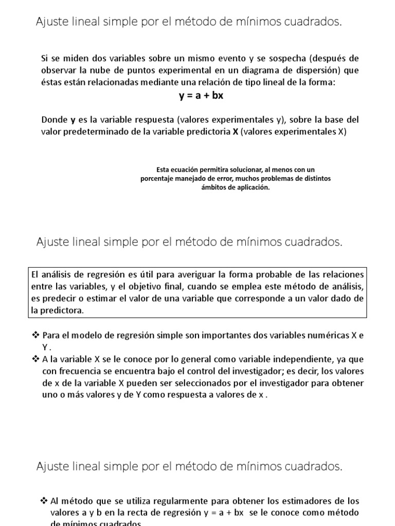 Ajuste Lineal por Mínimos Cuadrados | PDF | Regresión lineal ...