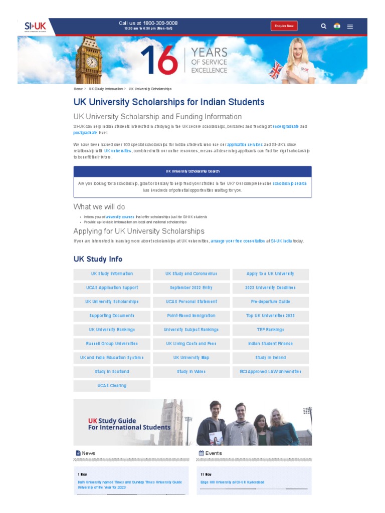 UK Scholarships for Indian Students 2022 | PDF | University College ...