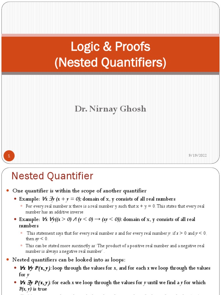 Nested Quantifiers PDF First Order Logic Logic