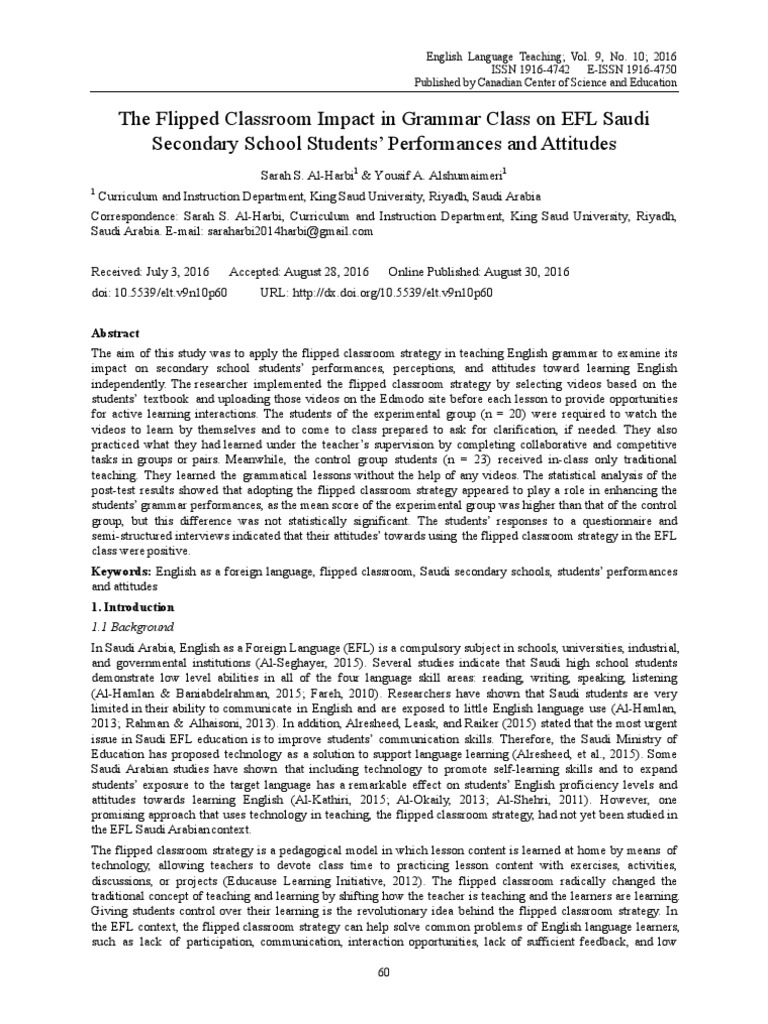 Flipped Classroom Effects on EFL Students | PDF | Teaching Method ...