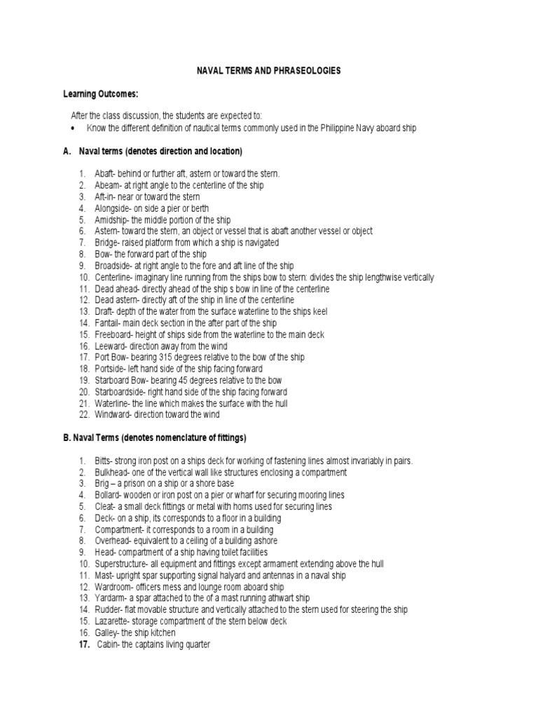 What Are Some Naval Terms