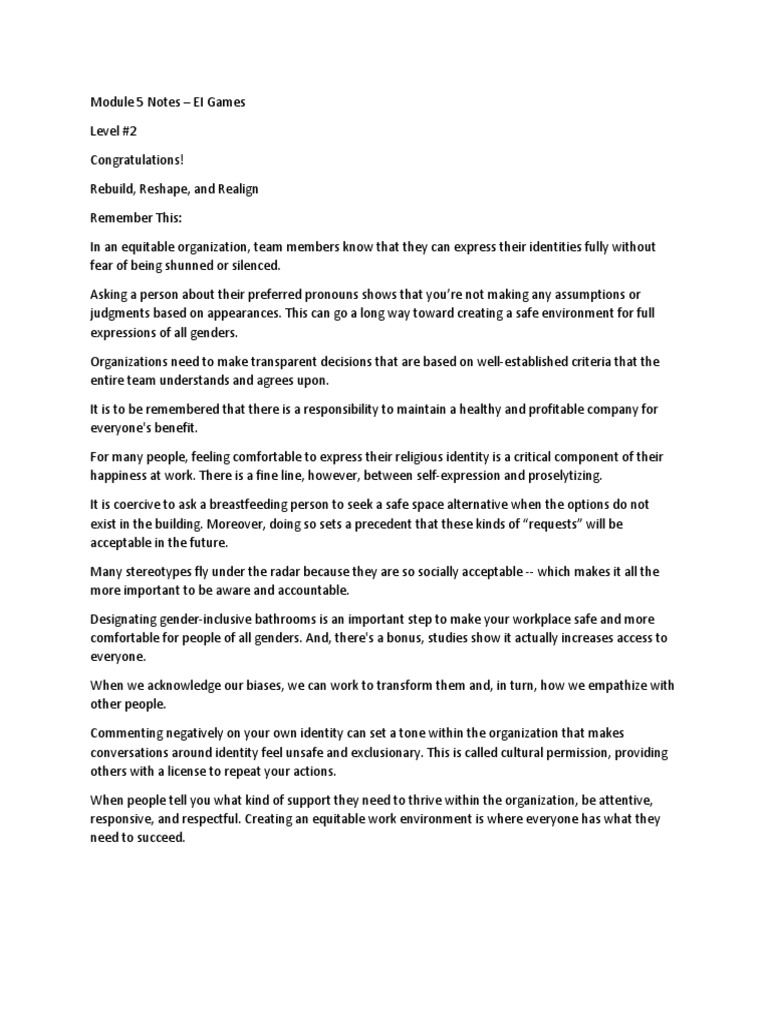 Module 5 Ei Games Notes | PDF | Self Awareness | Empathy
