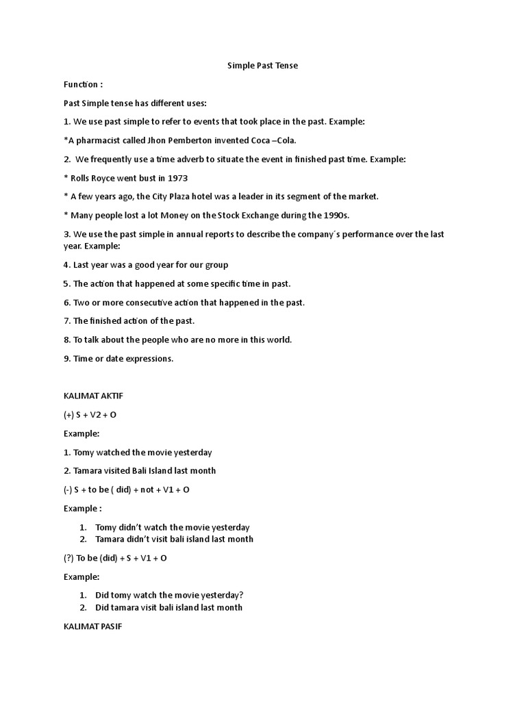 Simple Past Tense | PDF | Language Arts & Discipline