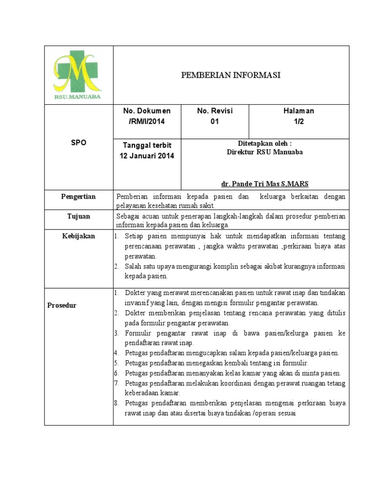 SPO Pemberian Informasi | PDF