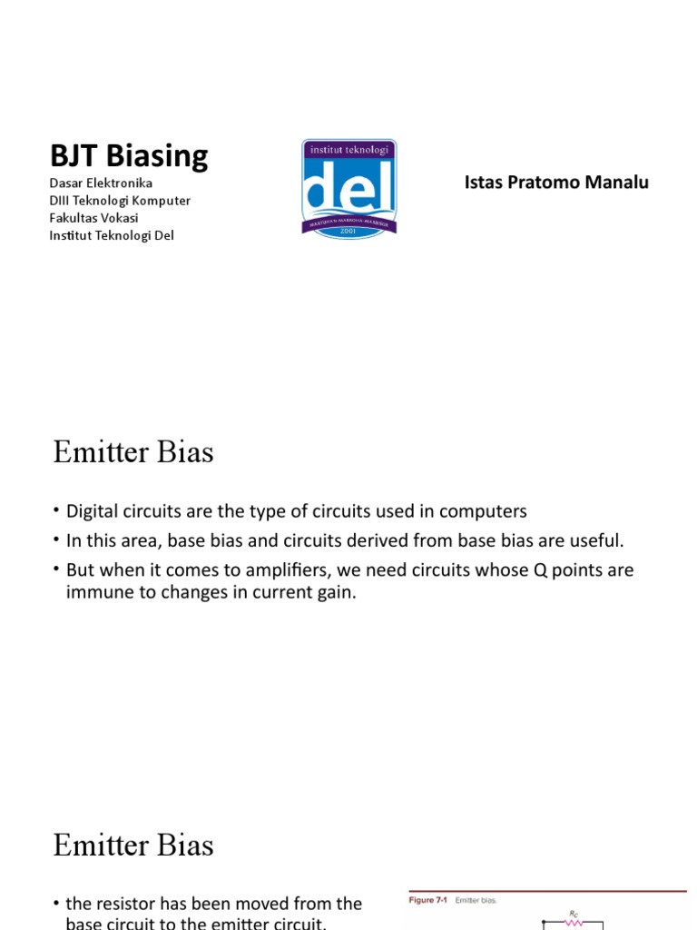 Dasar Elektronikaa BJT Biasing PDF Bipolar Junction Transistor