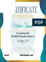 Certificate of Participation for Bible Tournament