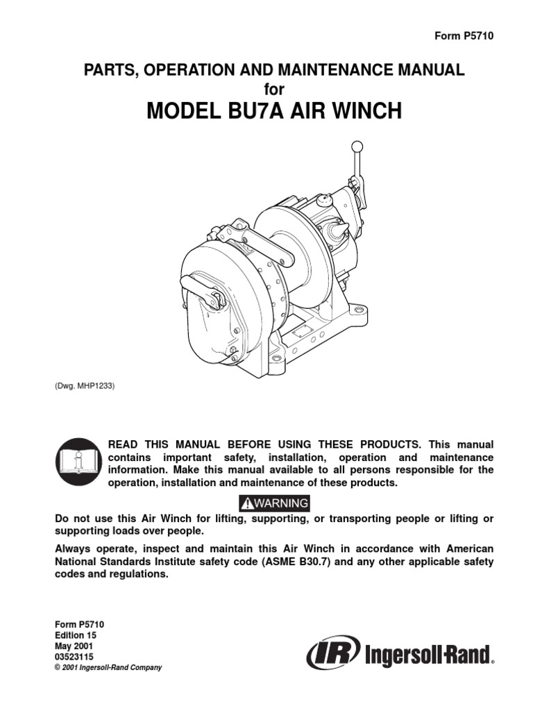 Ingersol Rand BU7A Manual P5710 PDF Rope Wire