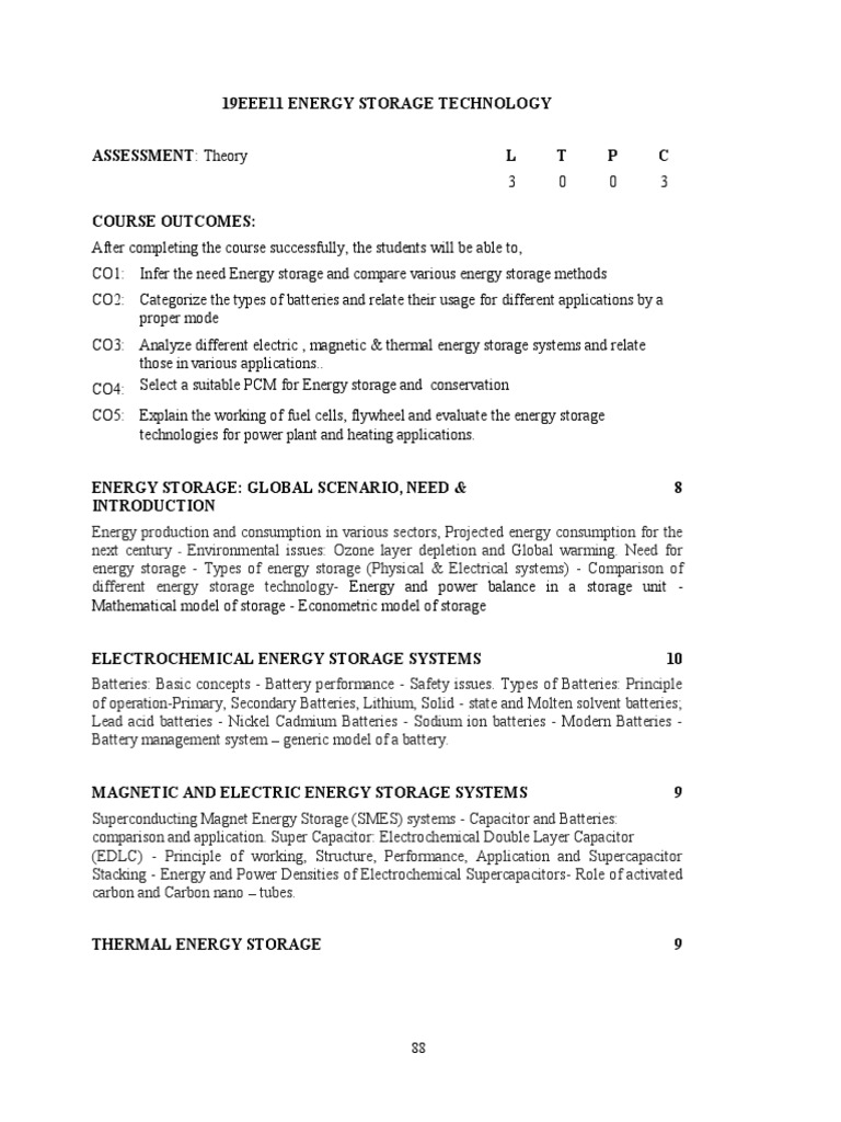 19EEE11 Syllabus PDF Energy Storage Fuel Cell