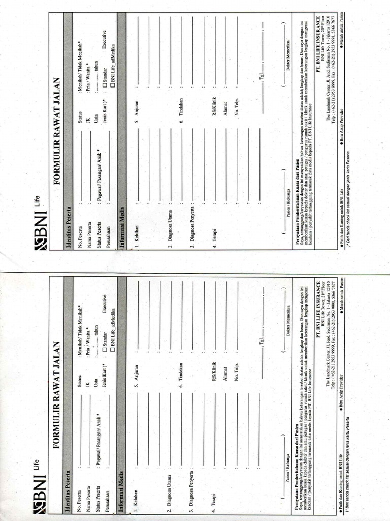 Form Bni Life PDF
