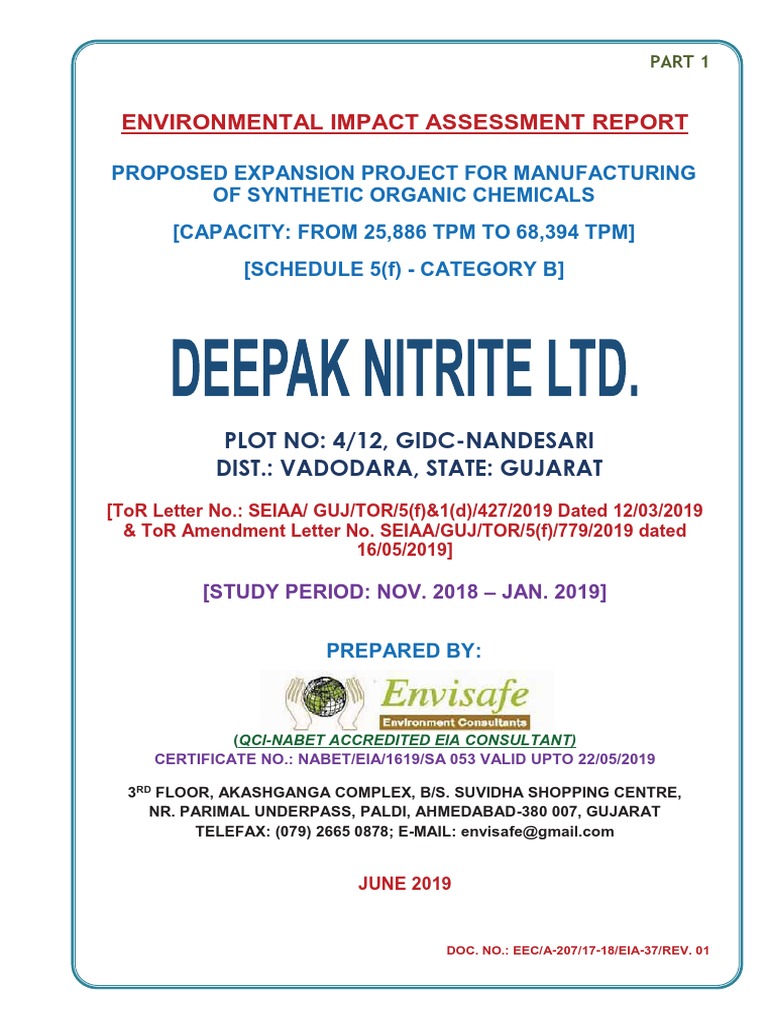 EIA for Deepak Nitrite Expansion Project | PDF | Environmental Impact ...