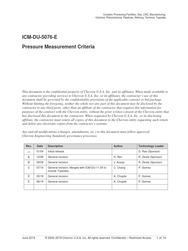 ICM-DU-5076-E Pressure Criteria | PDF | Pressure Measurement | Pipe ...