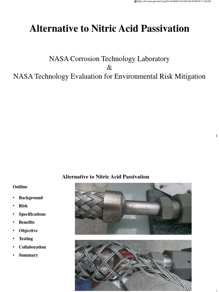 NASA Alternative To Nitric Acid Passivation PDF Corrosion