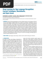 Deep Learning For Sign Language Recognition Current Techniques Benchmarks and Open Issues