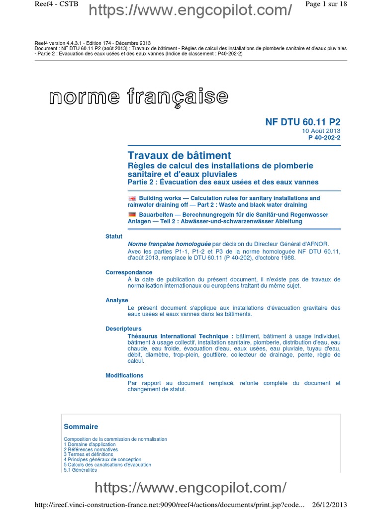 Dtu - 263 - WWW - Engcopilot.com-Nf Dtu 60.11 P2 | PDF | Code de la ...