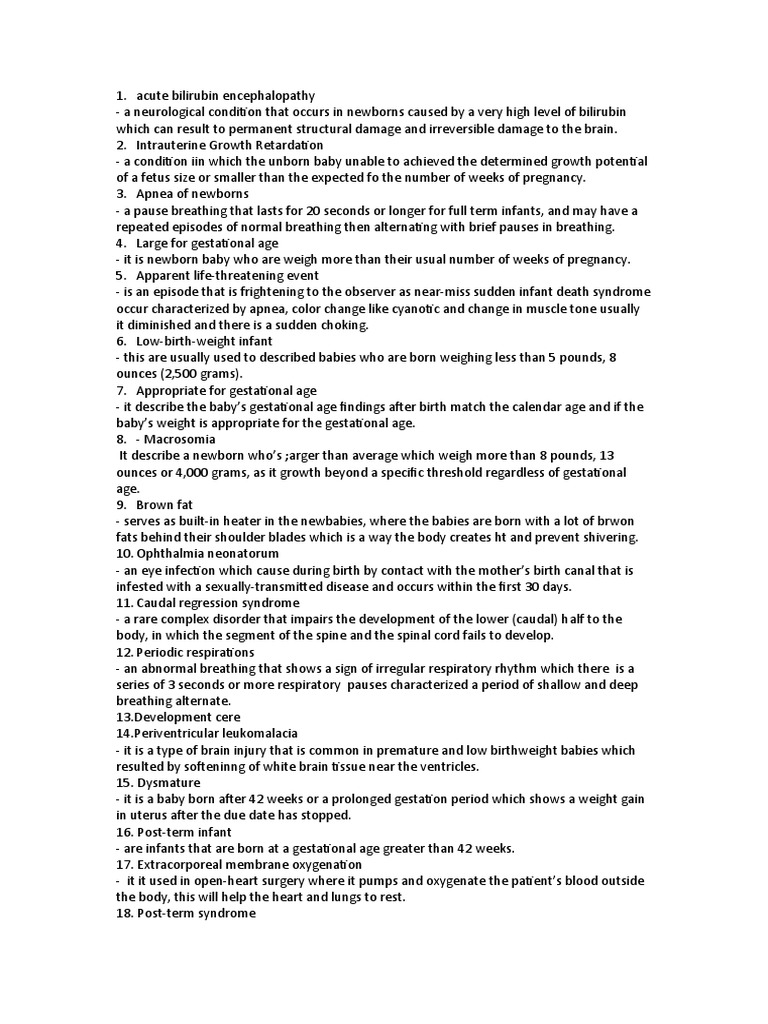 MCN Short Definition PDF Pregnancy Low Birth Weight