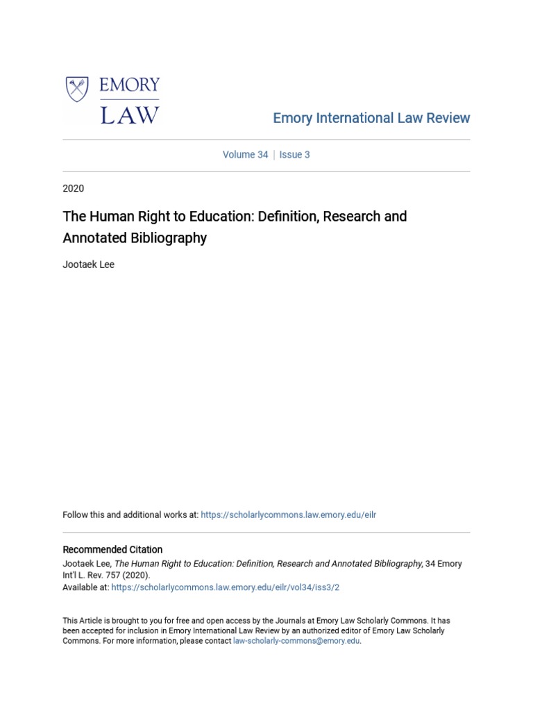 The Human Right To Education Definition Research And Annotated Pdf