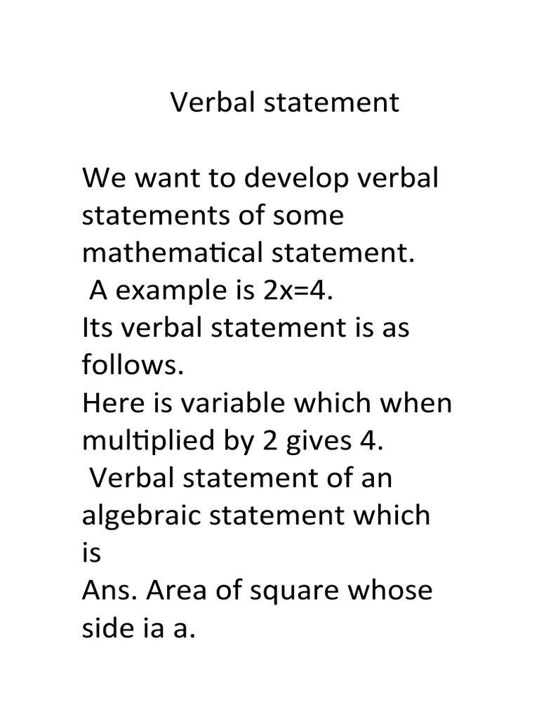 Verbal Statements in Algebra and Probability | PDF | Variance | Covariance