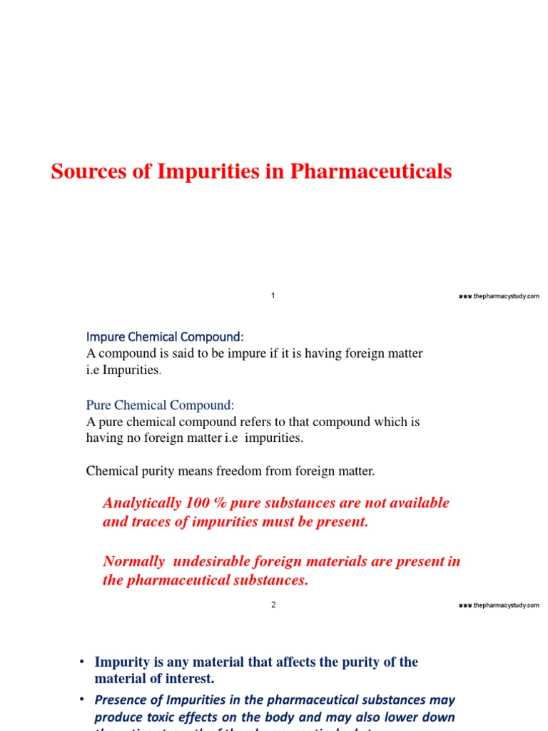 Sources of Impurities PDF Chemical Substances Chemical Reactions