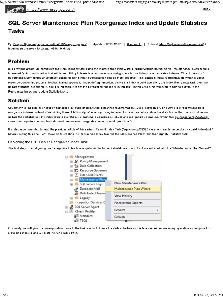 sql-server-maintenance-plan-reorganize-index-and-update-statistics