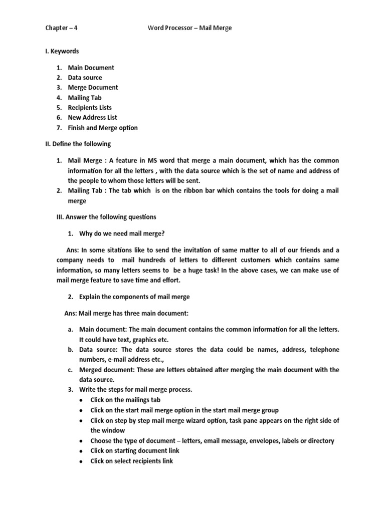 Understanding Mail Merge in Word Processing | PDF | Mail | Computing
